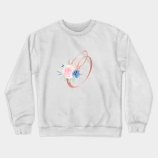 Letter O Rose Gold and Watercolor Blush Pink and Navy Crewneck Sweatshirt